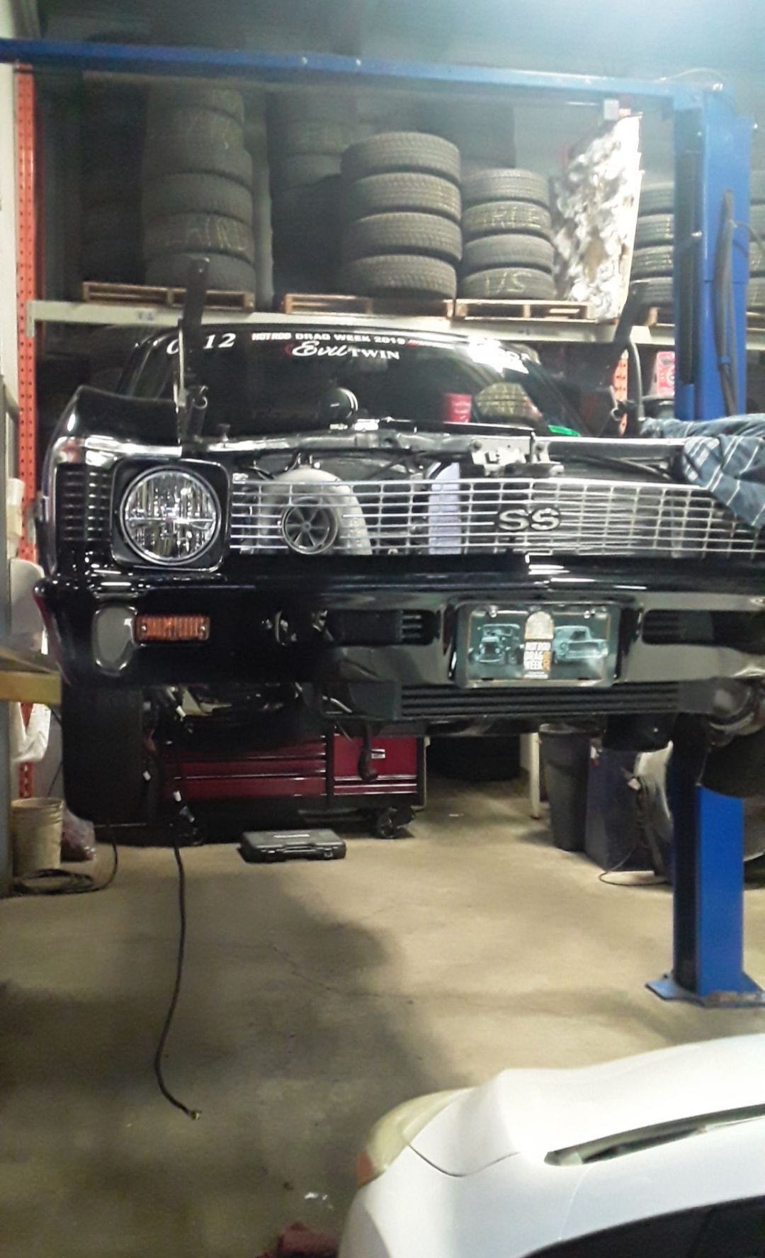 Classic Chevrolet SS on lift